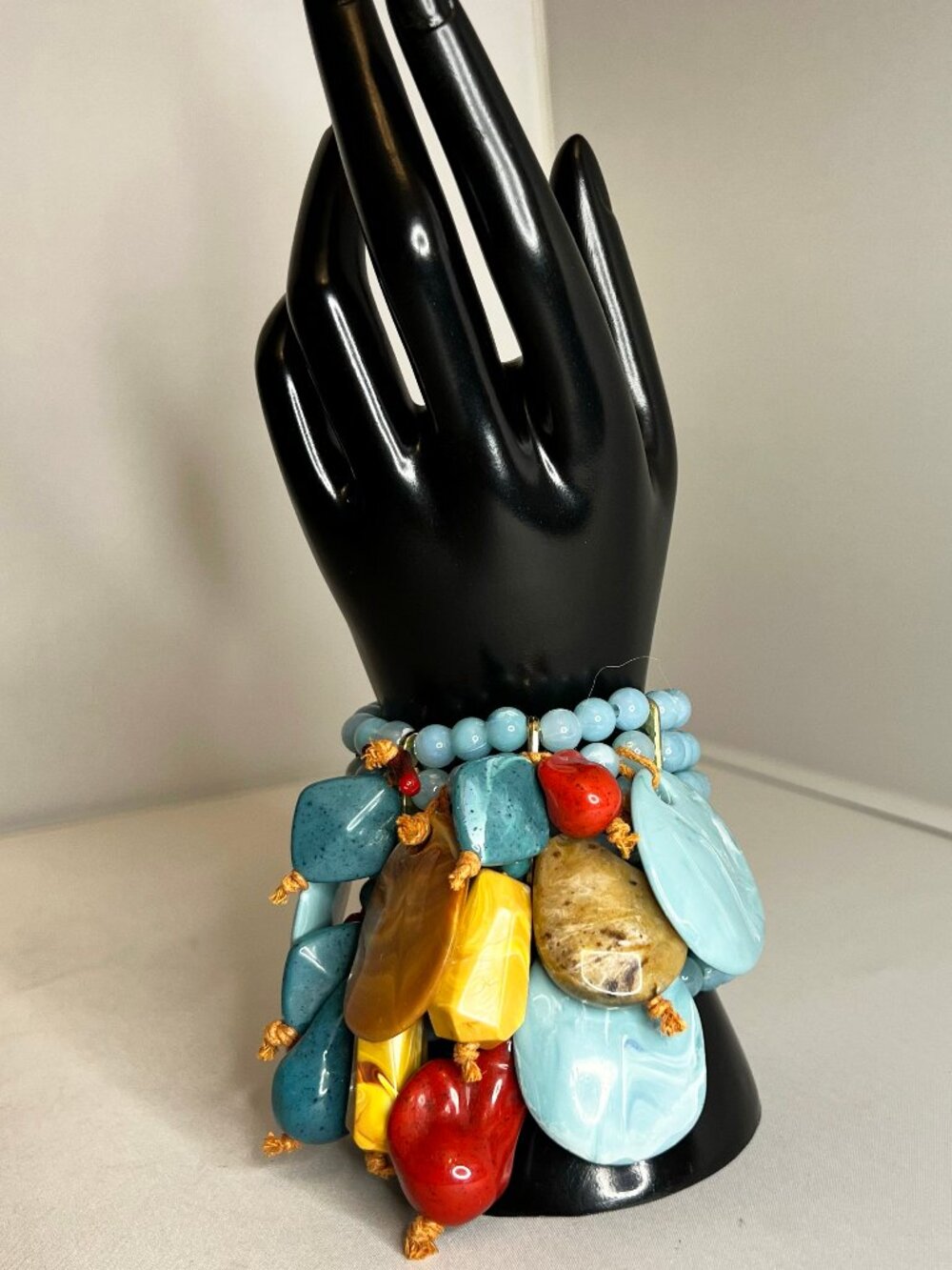 Bohemian stacked beaded charm bracelet